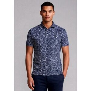 Polo Ralph Lauren Polo Shirt Mens Medium Blue Floral Custom Slim Fit Excellent